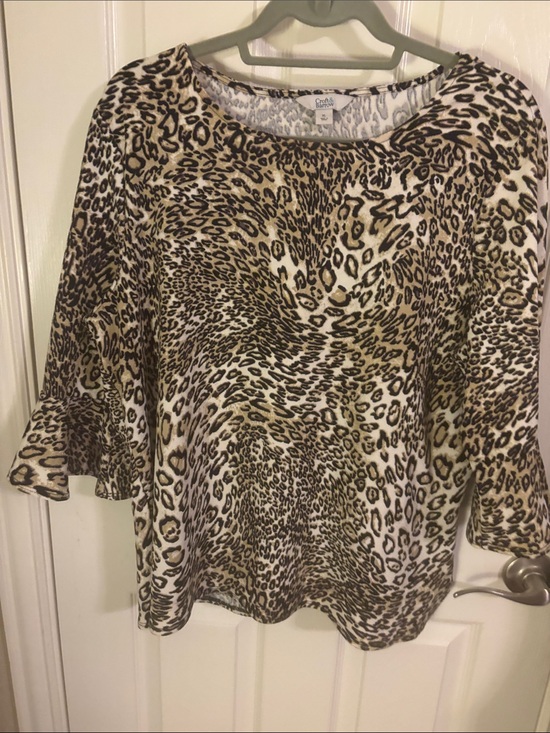 croft & barrow Tops - Croft & Barrow Shirt Women's XL 3/4 Sleeve Cheetah Boat Neck Shirt Top